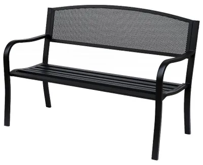 Immagine prodotto di Panca da giardino per 2 persone – Panca da giardino in acciaio nero | Colore: Nero | Dimensioni: 127x60x87 cm