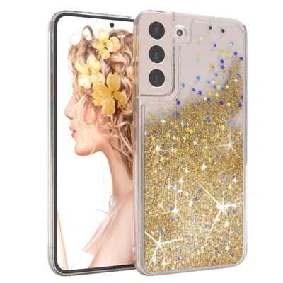 Produktbild von EAZY CASE - Glitzer Hülle kompatibel mit  Samsung Galaxy S22 Plus 5G Glitzer Schutzhülle, Soft Case, Backcover Transparent mit Motiv