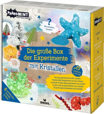 Obrázok produktu pre moses. PhänoMINT – Veľká súprava experimentov s kryštálmi, 5 vzrušujúcich experimentov na pestovanie kryštálov, súprava na experimentovanie s drahokamami pre deti od 8 rokov
