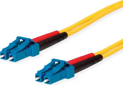 Produktbild von TELEGÄRTNER LWL Rangierkabel 2x E9/125 OS2, 1x LC Duplex - 1x LC Duplex, gelb, 1 m