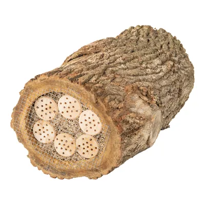 Produktbild von Beidseitig offenes Insektenhotel im Baumstamm MKW - Premium Insektenhaus - Wetterfest mit Netz - für Wildbienen & Marienkäfer