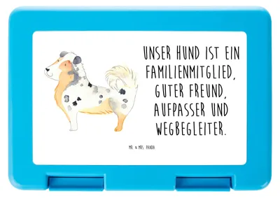 Produktbild von Mr. & Mrs. Panda Bentobox Hund Australien Shepherd - Weiß - Geschenk, Familie, Sprüche, Lunchbox, Essensbox, Bento Box, Vesperbox, Brotzeitbox, Spruch
