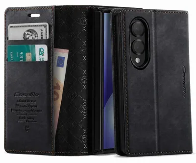 Produktbild von CaseMe, Hülle für Galaxy Z Fold 8 Kunstleder RFID-Schutz Kartenfach Standfunktion, Schwarz