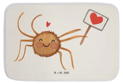 Produktbild von Mr. & Mrs. Panda Teppich Bad Spinne Agathe Motivation - Weiß - Geschenk, Glück, für, Dankeschön, Liebe, Vertrauen, duschmatte, Badvorleger, Badezimmerteppich, Badteppich