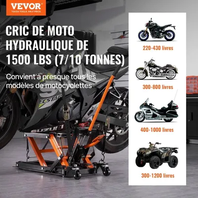 Image de Cric hydraulique pour moto 1500 lb Support pour moto tout-terrain et moto de cross