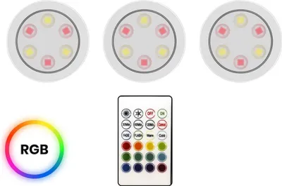 Produktbild von Unterbauleuchte Set JOJO RGB 3000K/6000K 0,6W LED mit Fernbedienung 3er-Pack