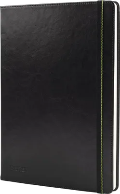 Produktbild von Wintex Notizbuch in DIN A4 Kariert mit 96 Seiten und Perforation - Leder Hardcover Kladde, Bullet Journal und Notizheft für Schule oder Arbeit in Schwarz