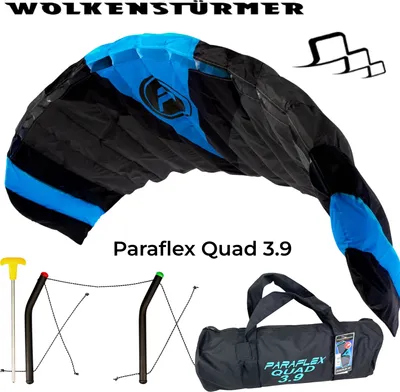 Produktbild von Wolkenstürmer Paraflex Quad Lenkdrachen Lenkmatte Bar Kite Trainer 3.9 Blau