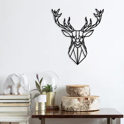 Produktbild von Wallity, Deer4- TNL1668, Schwarz, Sonstige Wohndekorationen, 60 x 65 cm, 100% Metall (Dicke: 1