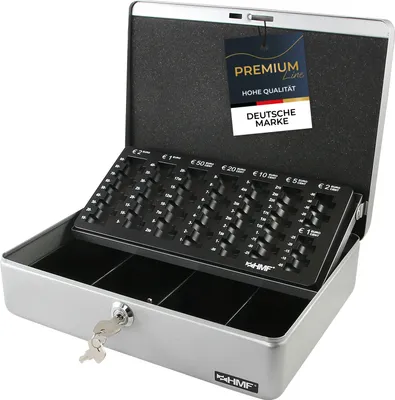 Produktbild von HMF 10015-09 Geldkassette Euro-Münzzählbrett, Geldzählkassette, 30 x 24 x 9 cm, silber