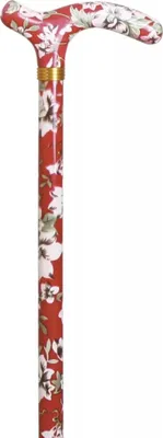 Produktbild von Garcia 1880 Verstellbarer Gehstock – Rot mit Blumenmuster – Verstellbar von 77 bis 99 cm – Aluminium – Petit-Derby-Griff – Kleine Hände