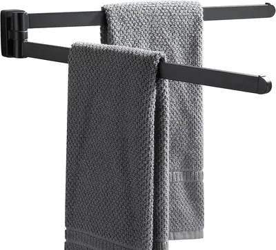 Image de BGL Porte-serviettes mural noir 2 barres pivotantes