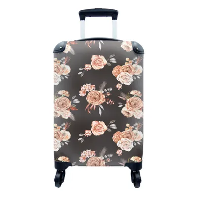 Produktbild von MuchoWow® Koffer Handgepäck Trolley Rollkoffer Kleine Reisekoffer mit 4 Rollen - Rosen - Blätter - Schwarz - Cabin Size < 55x40x23 cm & 55x40x20 cm - Fotokoffer - Kabinenkoffer - Boardgepäck - Reise-Box - Reisekoffer - Reisegepäck - Koffer mit Bild - Trolley für Kinder