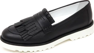 Produktbild von D0340 HOGAN H259 Damen schwarzer Fransenschuh Loafer Schuh Frau