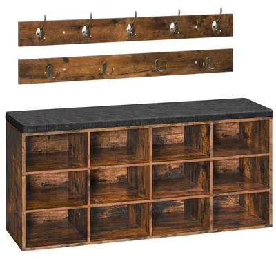 Image de Banc de rangement pour chaussures avec coussin et 12 compartiments