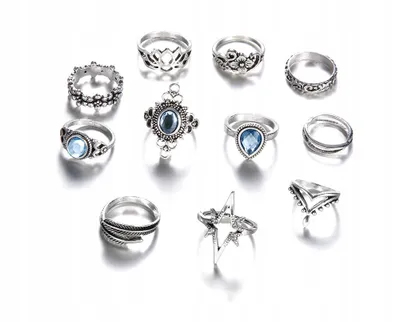 Produktbild von Silber RETRO PUNK BOHO 85 SET RETRO RINGE