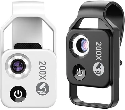 Produktbild von 200 x Handy-Mikroskop-Objektiv mit LED-Licht, tragbares digitales Mikroskop für Kinder, Handmikroskop, Dermatoskop, Hautdiagnose, Haaranalysator