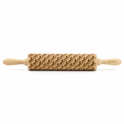 Produktbild von Folkroll Teigrolle Pferde, groß, 43 cm, Nudelholz, Prägerolle, Muster, Motiv, Rolle, Buchenholz, 332740
