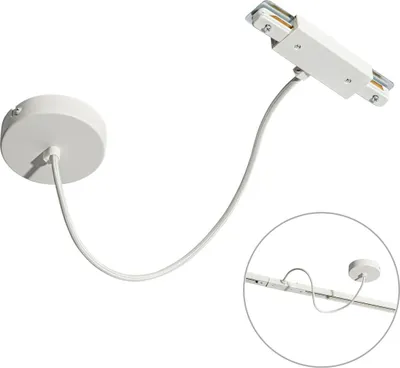 Produktbild von QAZQA - Stromzufuhr mit runder Montageplatte für 1-phasige Schiene weiß - Iconic I Wohnzimmer I Schlafzimmer - Stahl Rund - LED geeignet