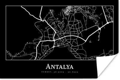 Produktbild von MuchoWow® Poster Karte - Antalya - Stadtplan 120x80 cm - Bilder