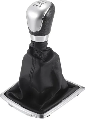 Produktbild von Schaltknauf mit Abdeckung - 5-Gang-Schaltknauf für Ford Focus 2005-2012 - Kunststoff-Kunstleder Schwarz Chrom - 1 Stück