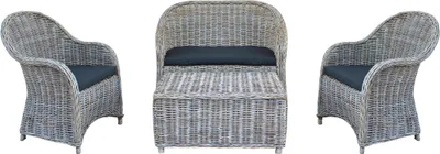 Immagine prodotto di Milani Home - salotto da giardino in rattan 2 posti con cuscini grigi, set lounge per terrazzo, veranda e portico