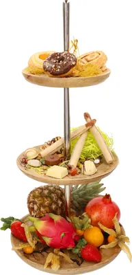 Produktbild von Etagere Paula 3-stöckig Holz & Metall H64cm Servierplatten Deko-Etagenständer