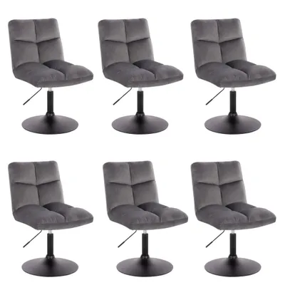 Produktbild von HOME DELUXE - Barhocker ACE - 6er Set, Farbe: Hellgrau- 360 Grad drehbar, Höhenverstellbar, weiche Polsterung, bis 120 kg belastbar I Küchenstuhl Speisestühle Esszimmerstühle