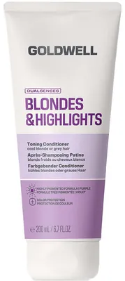 Imagen del producto de Acondicionador tonalizante púrpura Goldwell Dualsenses Blondes & Highlights, 200 ml