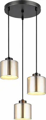 Produktbild von LED Hängeleuchte, schwarz-chrom, Glas, 3-flammig, H 120 cm