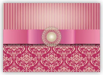 Produktbild von 4x Vornehme Grußkarte im edlem Vintage Look mit Retro Damast Muster toll als Glückwunsch oder Einladung, rosa