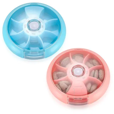 Produktbild von Pillendose Medikamentenbox Tablettenbox - 7 Tage - Rund - Transparenter Deckel - 2 Stück