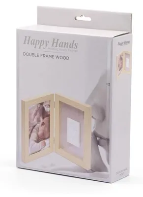 Produktbild von Happy Hands Doppelfotorahmen mit Gipsabdruck Holz