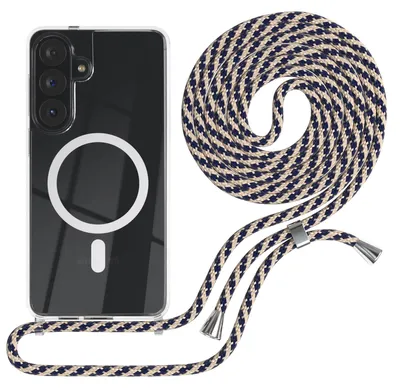 Produktbild von EAZY CASE - Handykette kompatibel mit Samsung Galaxy S26 Plus, Kette zum Umhängen, Handyhülle stoßfest, Silikonhülle mit Band, Transparente Hülle, Band in Beige