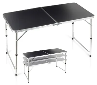 Produktbild von Klappbarer Campingtisch, höhenverstellbar, 120 x 60 cm, Graphit