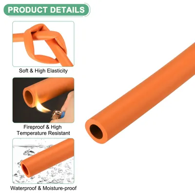 Produktbild von Rohrisolierschaumrohr, 18mm ID 30mm OD 1m L?nge, weicher flexibler Schaumstoffschlauch Rohrisolierung fš¹r Griffunterstš¹tzung/Gitarrenst?nder/Dachgep?cktr?ger [Orange]