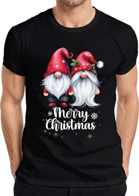 Produktbild von Merry Christmas Gnome Elfen Wichtel Pärchen - Weihnachten Weihnachtsgeschenk Christmas Herren T-Shirt, Schwarz, M