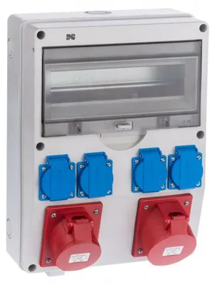 Productafbeelding van Bouwstroomverdeeler IP44, RS-13, 13 modules, 4x Schuko 16A, 1x CEE 32A 5-polig, voor wandmontage