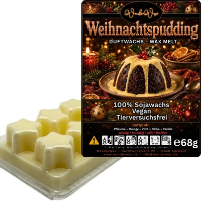 Produktbild von WonderWax Duftwachs Wax Melts für Duftlampe, 6 Sterne Duftmelt Wachsmelt Sojawachs Duftwachs Würfel für Raumdüfte, Wachs Duftöl Winter Indoor Schmelzen für Aromalampe Weihnachtspudding
