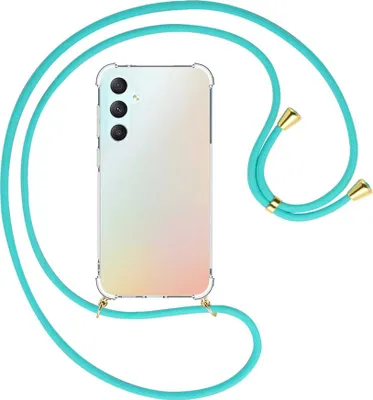 Produktbild von Handykette Backcover-Schutzhülle mit Band (Metall goldfarben) für Samsung Galaxy S23 FE (6.4'') - türkis