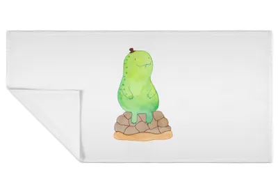 Produktbild von Mr. & Mrs. Panda Handtuch Schildkröte Pause - Weiß - Geschenk, baumwolle, kleines, sitzen, frottee, Flauschtuch, 50x100, glücklich, Achtsam, Panzer