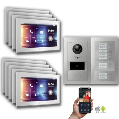 Image de Goliath IP portier vidéo 9-fam. RFID : Boîtier en saillie : 10 pouces en blanc Boîtier de montage de la sonnette : Boîtier en saillie Sélection du moniteur : 10 pouces en blanc