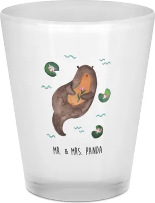 Produktbild von Mr. & Mrs. Panda Schnapsglas Otter Seerose - Transparent - Geschenk, Seeotter, Stamperl, Kleines, Fluss, Pinnchen, Gläschen, Likör Glas, glücklich, Wasser