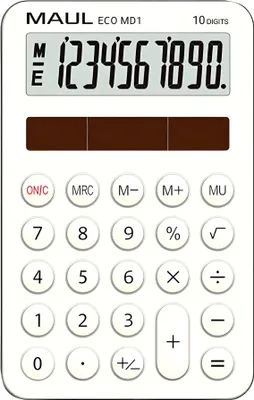 Produktbild von MAUL Taschenrechner ECO MD 1 LCD-Anzeige 1-zeilig, 10 Ziffern Solar 12 x 7.6 x 1.2 cm weiß
