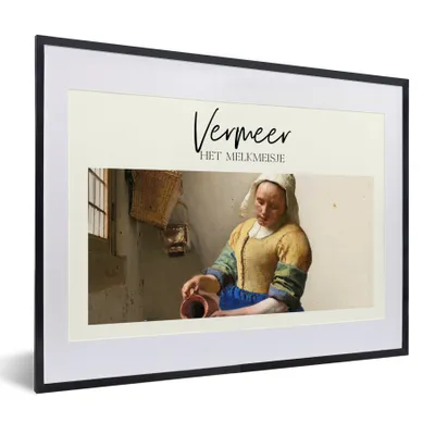 Produktbild von MuchoWow® Gerahmtes Poster Milchmädchen - Vermeer - Alte Meister 40x30 cm - Poster mit Schwarzem Bilderrahmen Wandposter Rahmen Foto Bilder - Bilderrahmen - Poster im Rahmen