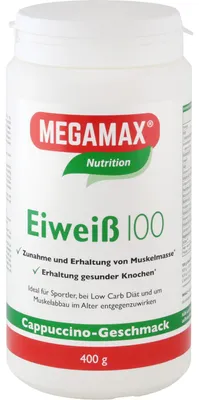 Produktbild von MEGAMAX Nutrition Eiweiß 100 Pulver Cappuccino-Geschmack, 400 g Pulver