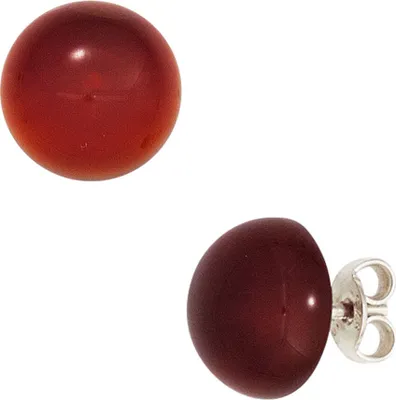 Produktbild von Ohrstecker aus Karneol Carneol rot-braun 10mm 925 Silber Ohrschmuck Damen