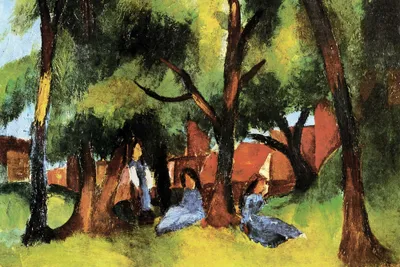 Obrázok produktu pre August Macke Art Print Obraz - Deti pod slnečnými stromami, 1913 (80 x 120 cm)