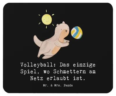 Produktbild von Mr. & Mrs. Panda Mauspad Volleyball Schmettern - Schwarz - Geschenk, Mousepad, Sportarten, laptop, Agilität, mousematte, Schmetterball, Mouse Pad, Sportler, Teamarbeit
