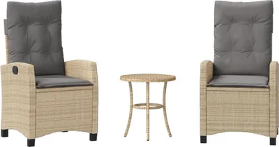 Produktbild von vidaXL 3-tlg. Bistro-Set mit Kissen Beigemischung Poly Rattan